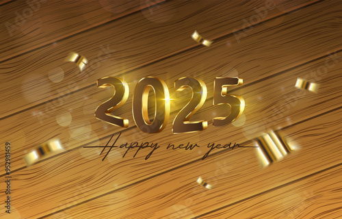 2025 happy new year template banner with modern 3d text effect and beautiful sparkle luxury shiny ornament abstract gradient brown background design 17 photo