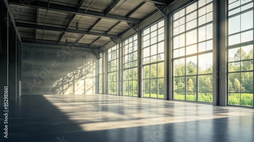 Wallpaper Mural Spacious Warehouse with Natural Light and Scenic City Views Torontodigital.ca