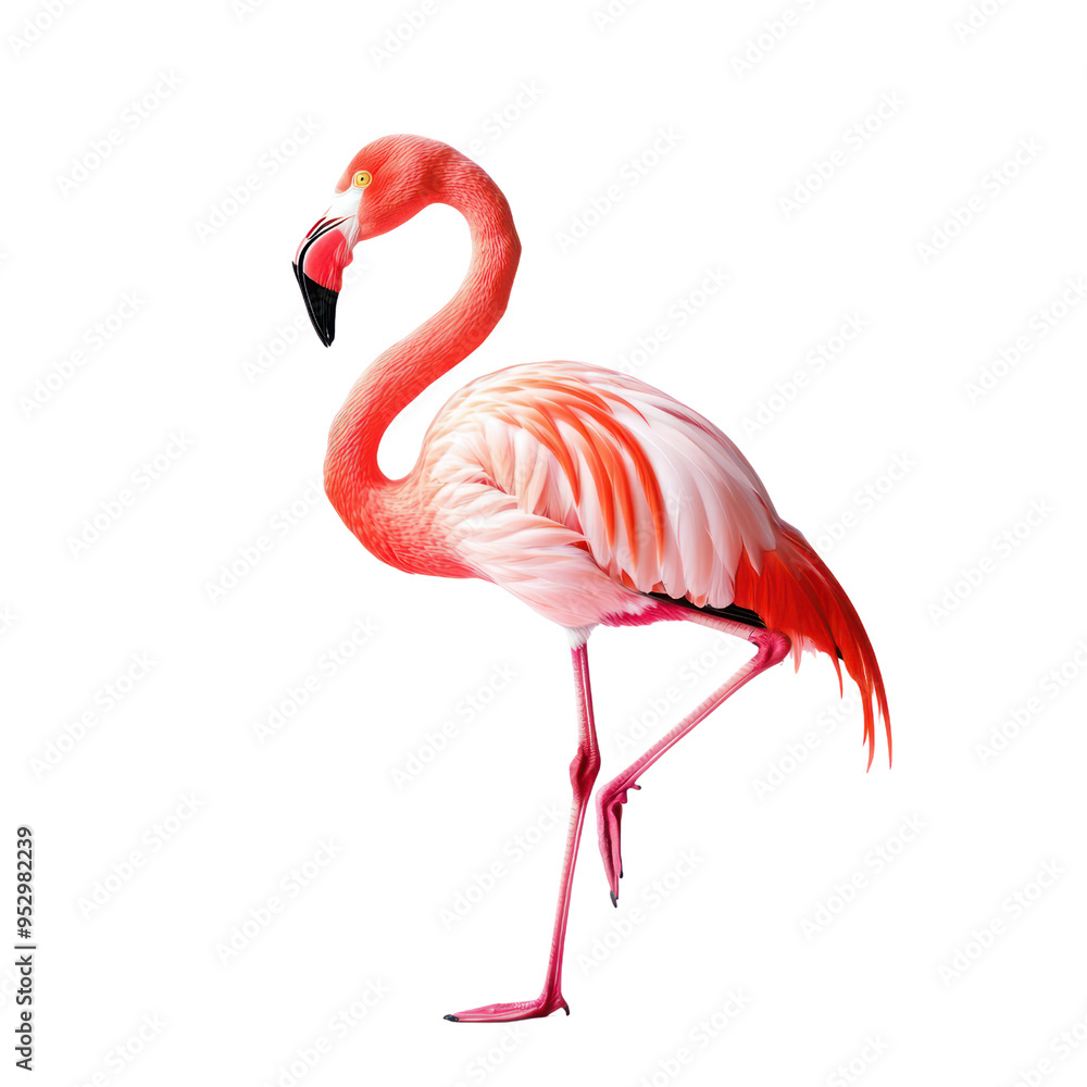 Fototapeta premium Flamingo object isolated on transparent png.