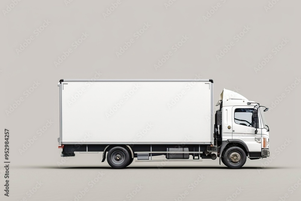 White Delivery Truck Isolated on Grey Background White Delivery Truck Isolated on Grey Background