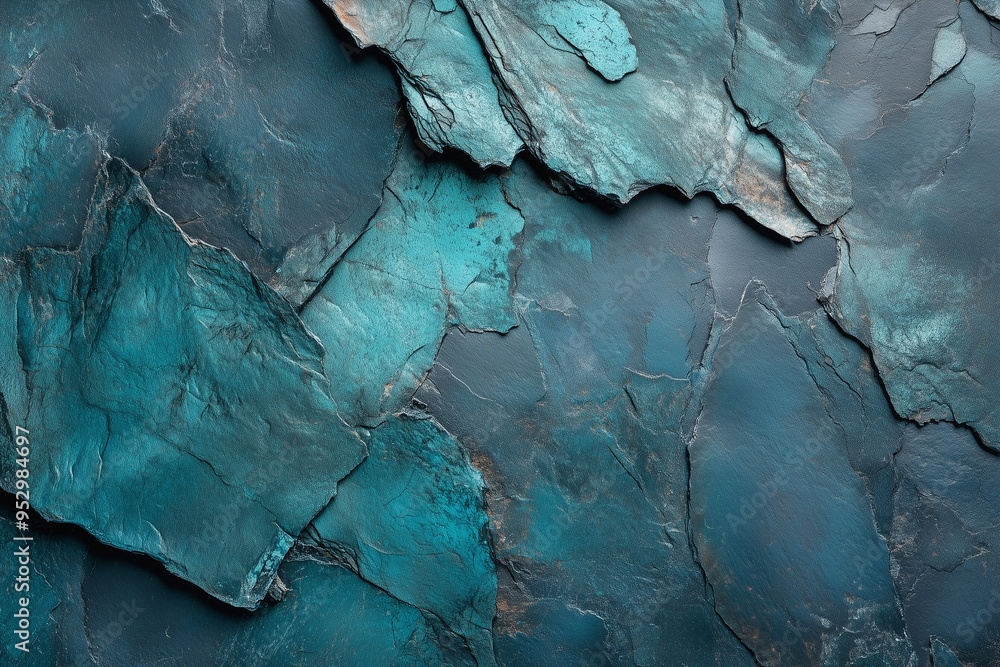 Naklejka premium Turquoise Impressions: Repeated Broken Streaks on Slate - Casual Elegance