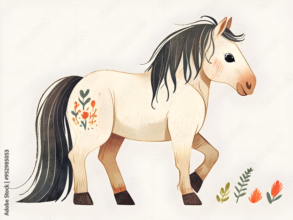 Horse Animal Nursery Cartoon Illustration Art Horse Animal Nursery Cartoon Illustration Art