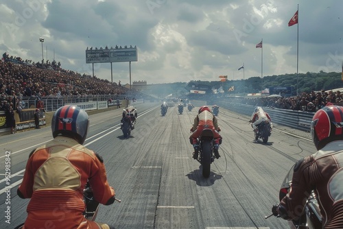 Thrilling Motorcycle Race Start with Spectator Excitement photo