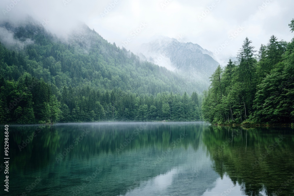 Lake Between Forests And Mountains , ai Lake Between Forests And Mountains , ai