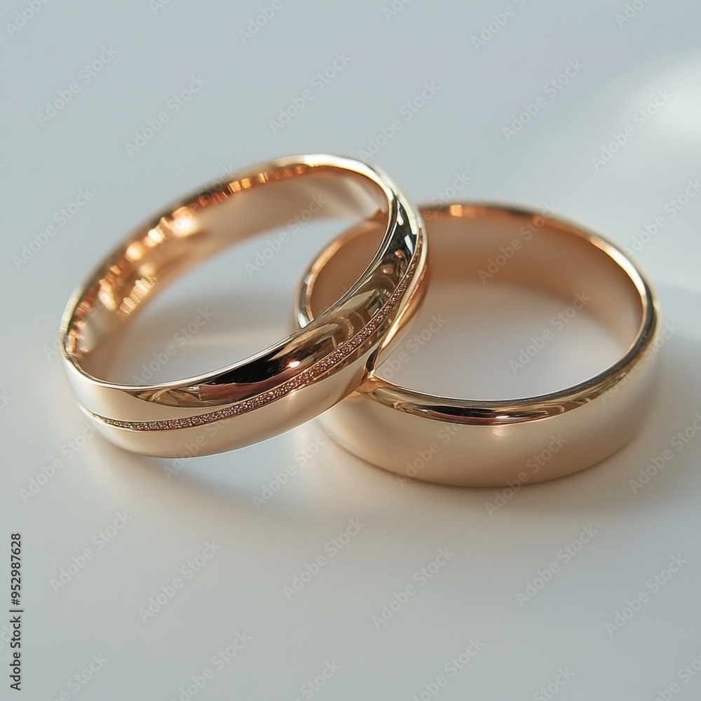 Forever Bound: A pair of classic rose gold wedding bands, intertwined to symbolize the enduring bond of marriage, with a subtle brushed finish for a touch of elegance. Forever Bound: A pair of classic rose gold wedding bands, intertwined to symbolize the enduring bond of marriage, with a subtle brushed finish for a touch of elegance.