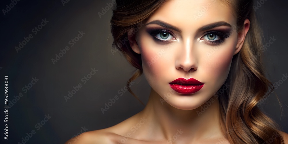 portrait of a woman with red lips portrait of a woman with red lips