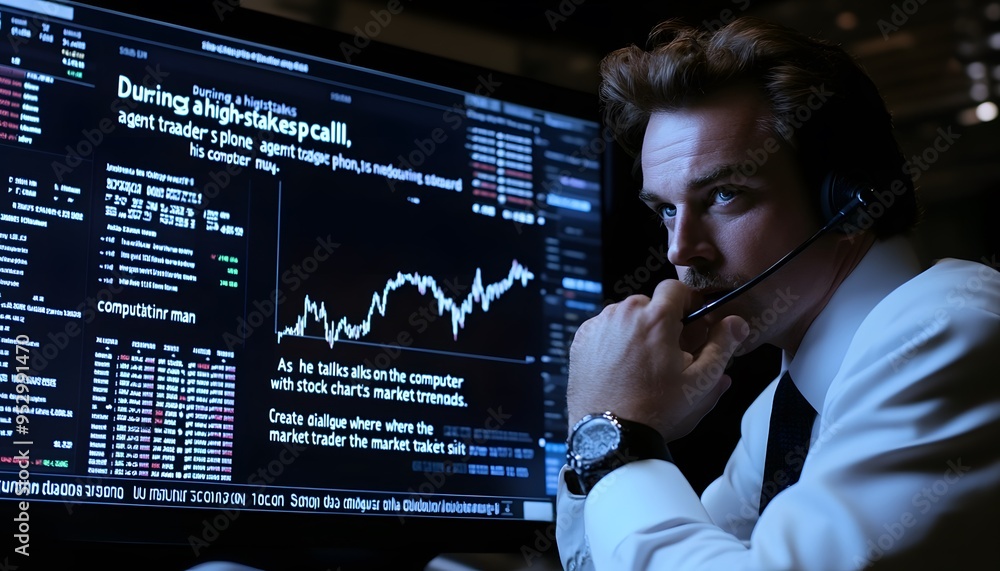 Stockbroker on Phone During a High-Stakes Call Stockbroker on Phone During a High-Stakes Call
