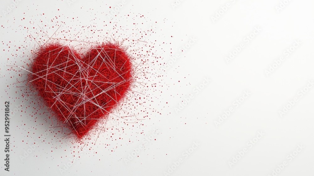 Heart Disease Prevention Concept - Abstract Red and White Interwoven Lines Forming Heart Shape with Copy Space Heart Disease Prevention Concept - Abstract Red and White Interwoven Lines Forming Heart Shape with Copy Space