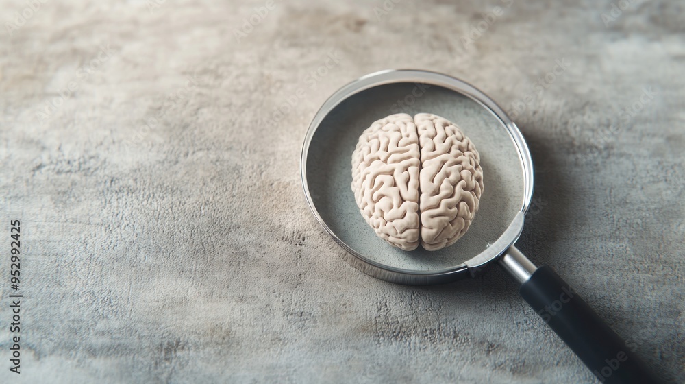 Fingerprint overlay on a brain model, enhanced by a magnifying glass, showcasing intricate neural connections and unique identification patterns in a vivid 3D illustration Fingerprint overlay on a brain model, enhanced by a magnifying glass, showcasing intricate neural connections and unique identification patterns in a vivid 3D illustration