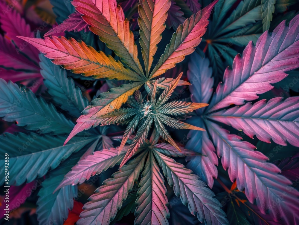Vibrant Cannabis Leaves in a Close-Up View Vibrant Cannabis Leaves in a Close-Up View
