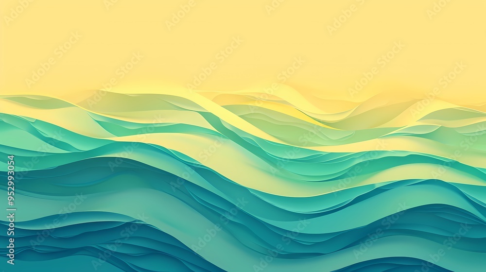 Abstract waves of colorful ocean at sunset with a warm yellow sky. Abstract waves of colorful ocean at sunset with a warm yellow sky.