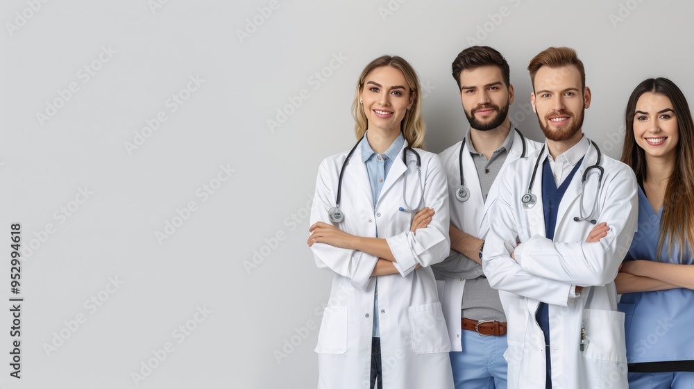 Medical Professionals with Stethoscopes in Frame Border Background for Health and Medical Concept Medical Professionals with Stethoscopes in Frame Border Background for Health and Medical Concept