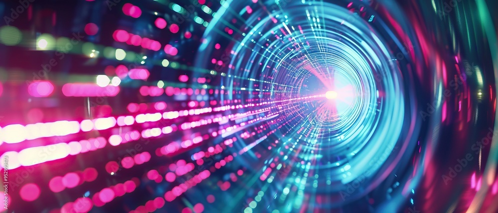 Abstract Digital Tunnel with Colorful Lights Abstract Digital Tunnel with Colorful Lights