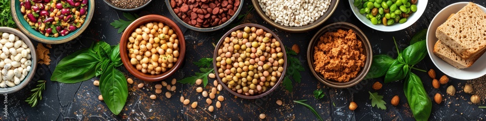 Variety of Plant-Based Meats from Above Featuring Vegetarian Options