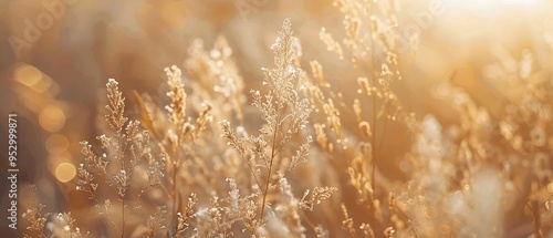 Golden Light Filtering Through Delicate Winter Grass