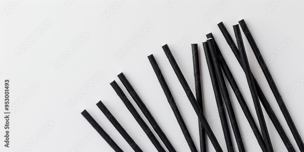 Sustainable Dark Paper Straws on a Light Surface Sustainable Dark Paper Straws on a Light Surface