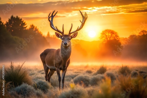 Deer and sunrise