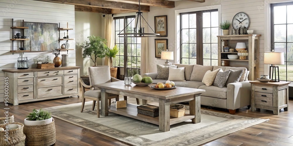 modern farmhouse furniture collection Ashley style blend rustic elements sleek modern lines white washed wood grey tone modern farmhouse furniture collection Ashley style blend rustic elements sleek modern lines white washed wood grey tone