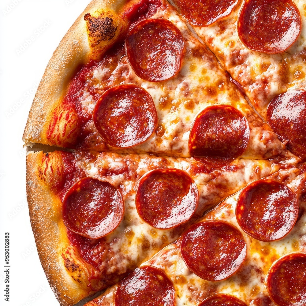 close up of Pizza Pepperoni isolated on white background close up of Pizza Pepperoni isolated on white background
