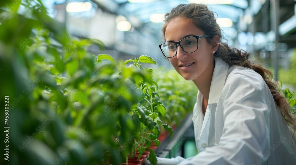 Scientist in a laboratory conducting genetic research to improve crop resistance to diseases Scientist in a laboratory conducting genetic research to improve crop resistance to diseases