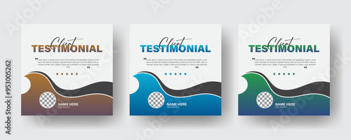 Creative, modern, stylish, abstract client testimonial template, elegant customer feedback or review design colorful bundle Set.
