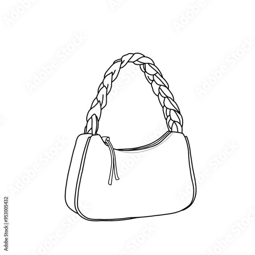 Women handbag. Shoulder bag models in modern style. Hand-drawn trendy vector illustration. Flat vector illustrations isolated on a white background.