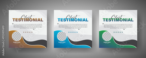 Creative, modern, stylish, abstract client testimonial template, elegant customer feedback or review design colorful bundle Set.
