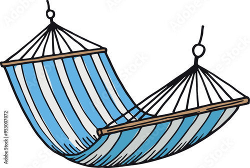 Hammock color sketch. Vacation summer relaxing icon