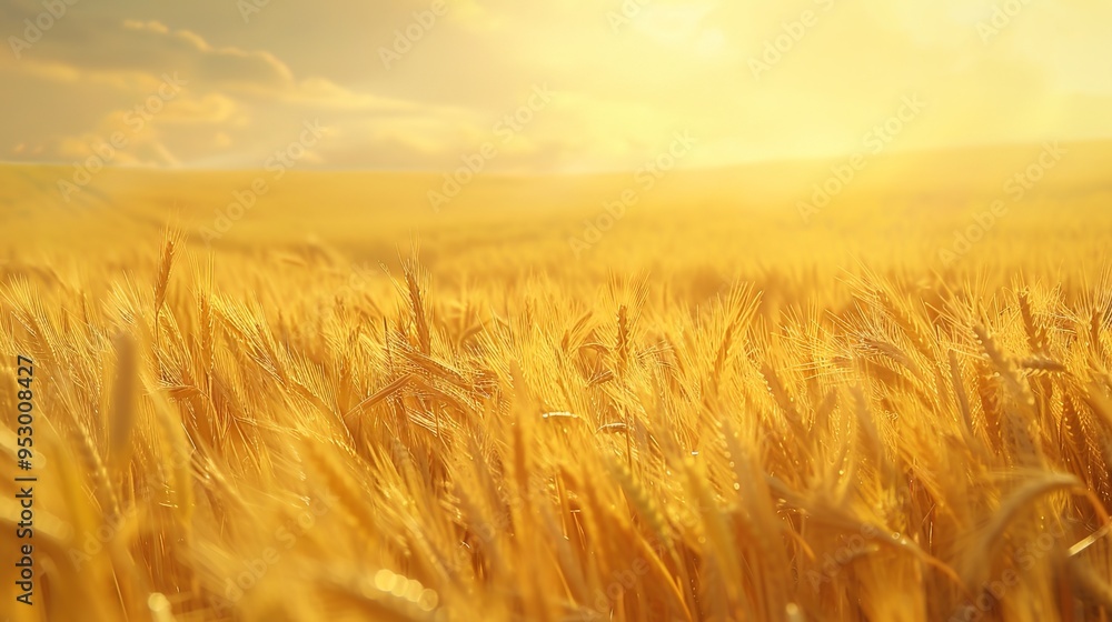Naklejka premium golden wheat field wallpaper
