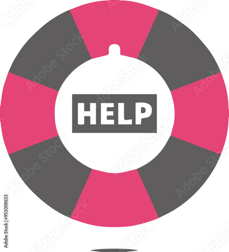 도움과 구조를 나타내는 구명튜브와 헬프 아이콘