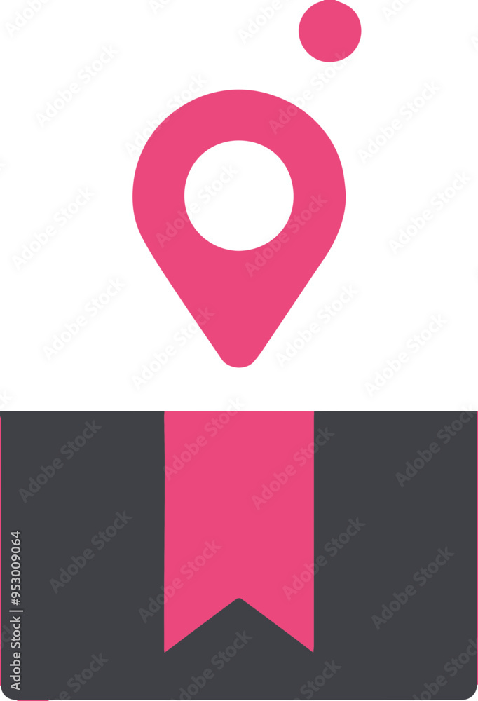 Fototapeta premium 위치 아이콘, 장소와 위치를 나타내는 핑크색 디자인