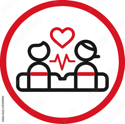 두 사람이 하트와 함께 있는 건강 및 관계 아이콘