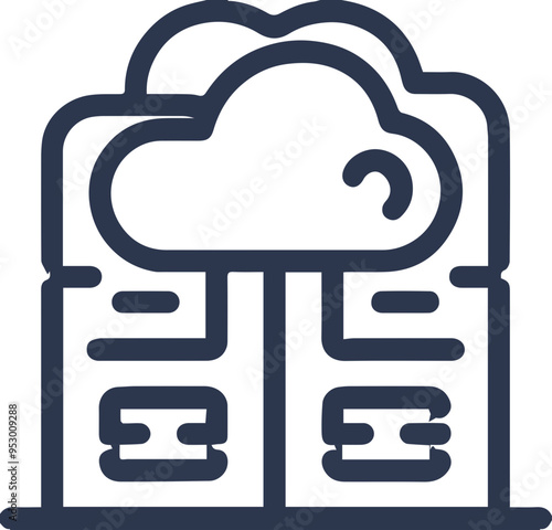 클라우드 컴퓨팅 서버 아이콘, 데이터 저장 및 관리