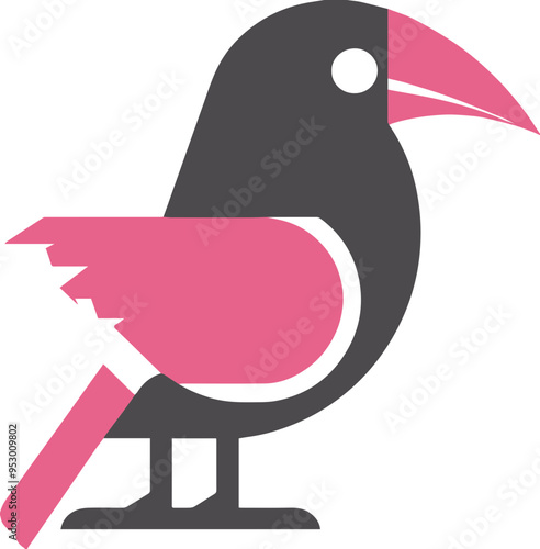 심플한 스타일의 분홍 새 일러스트 디자인