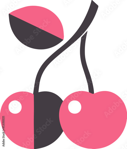 체리 아이콘 일러스트, 과일 및 건강 테마