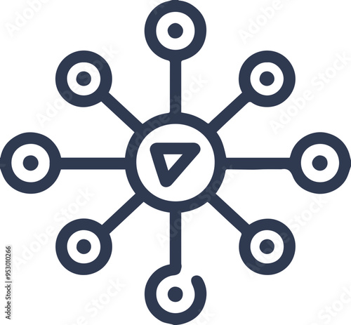 연결과 네트워킹을 상징하는 노드와 라인 아이콘