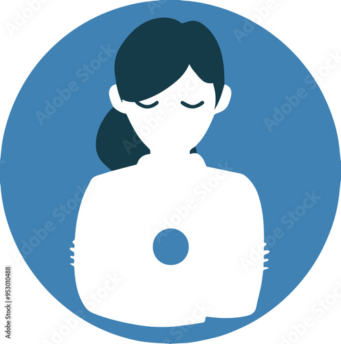 명상 중인 여성 아이콘, 마음의 안정, 정신 건강