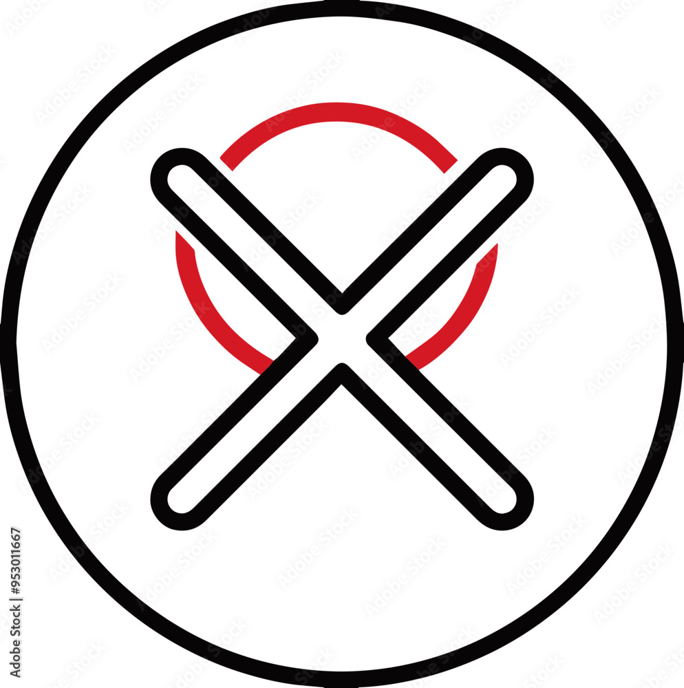 Obraz premium 검은색 선과 빨간색 원으로 이루어진 금지 아이콘