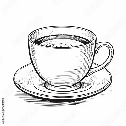 Tea Drink Beverage Menu Liquid Water Sketch Style
