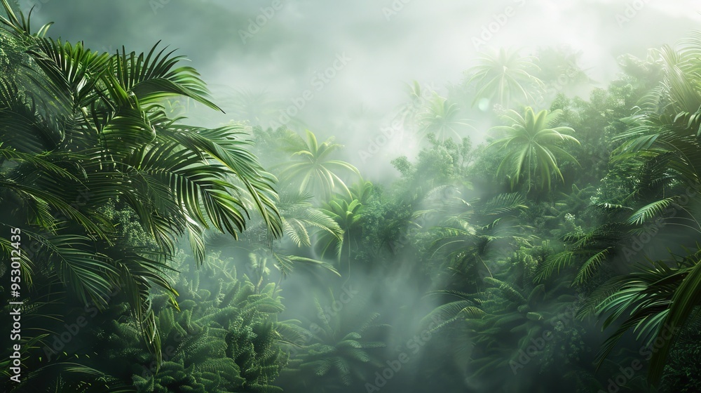 Rainforest with mist wallpaper Rainforest with mist wallpaper