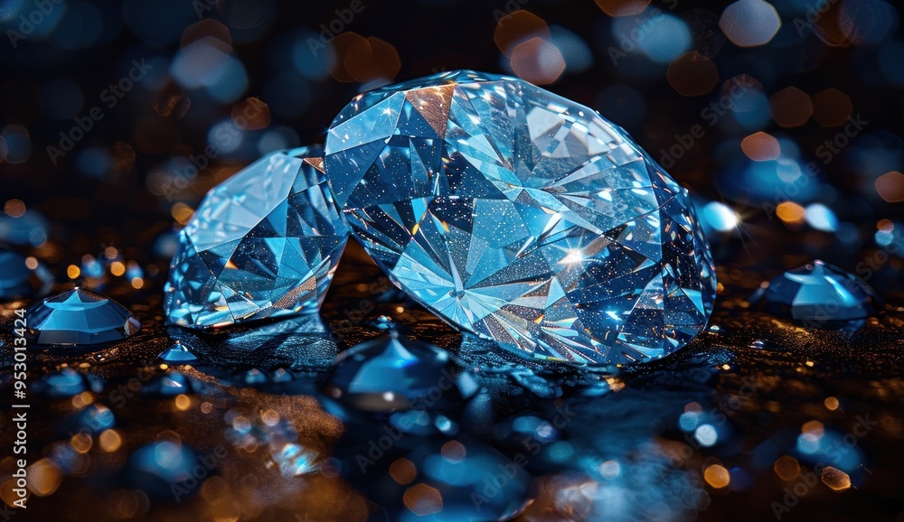Sparkling Blue Diamonds on a Dark Background Sparkling Blue Diamonds on a Dark Background
