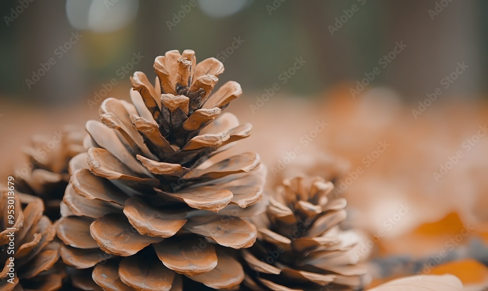Fototapeta premium Pine cone background. Autumn nature, Generative AI