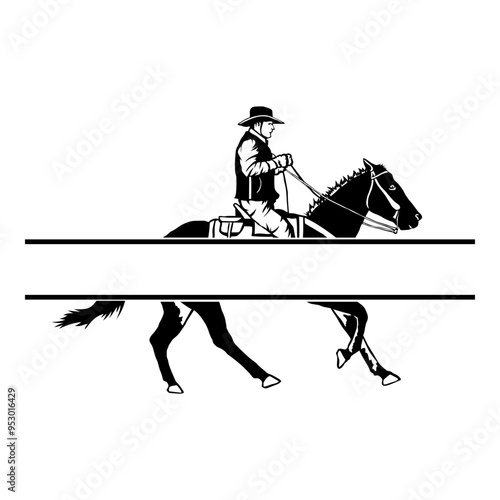 Cowboy On Horse Split Monogram