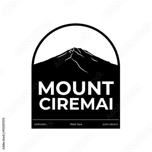 Flat illustration of logo mount ciremai