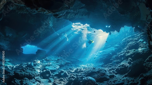 Underwater cave explore wallpaper