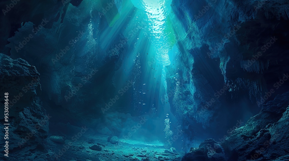 Obraz premium underwater cave explore wallpaper