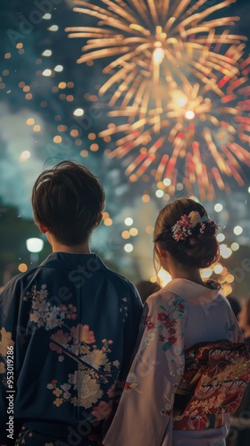 There are many spectators at the night fireworks festival