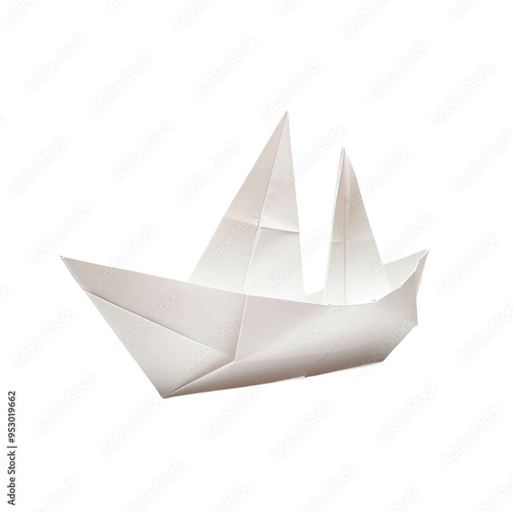 A delicate white paper origami boat with two sails, symbolizing simplicity, creativity, and childhood nostalgia, perfect for art and craft themes. A delicate white paper origami boat with two sails, symbolizing simplicity, creativity, and childhood nostalgia, perfect for art and craft themes.