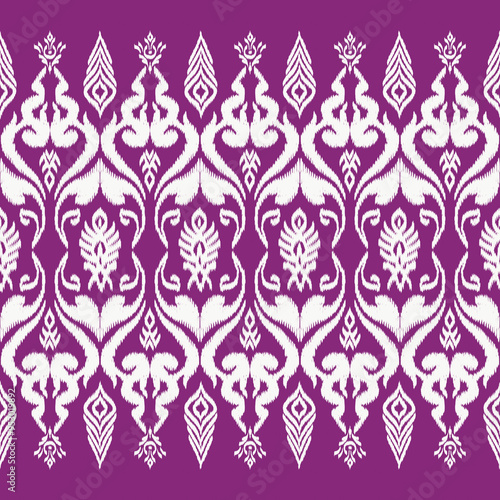 Ikat seamless pattern, geometric design, motif ethnic handmade, Ikat ethnic tribal, boho colors seamless wallpaper. Ethnic Ikat abstract background art, greeting cards, printing products.