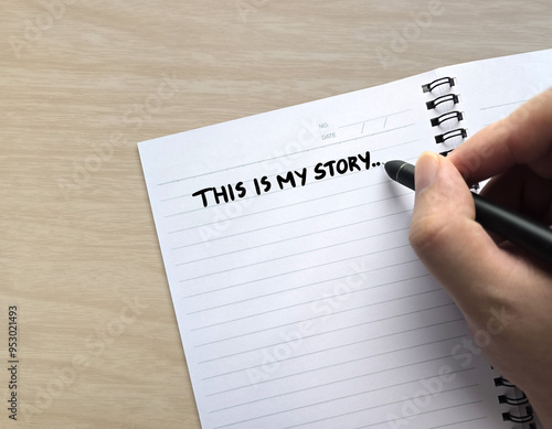 writing text on notebook concept, writing 